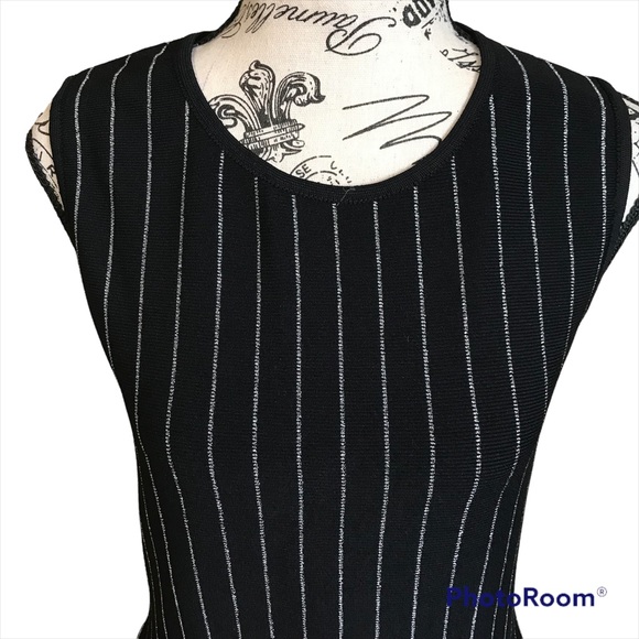 Bar Iii Dublin Metallix-piping Fit Flare Dress - Black - Picture 5 of 6